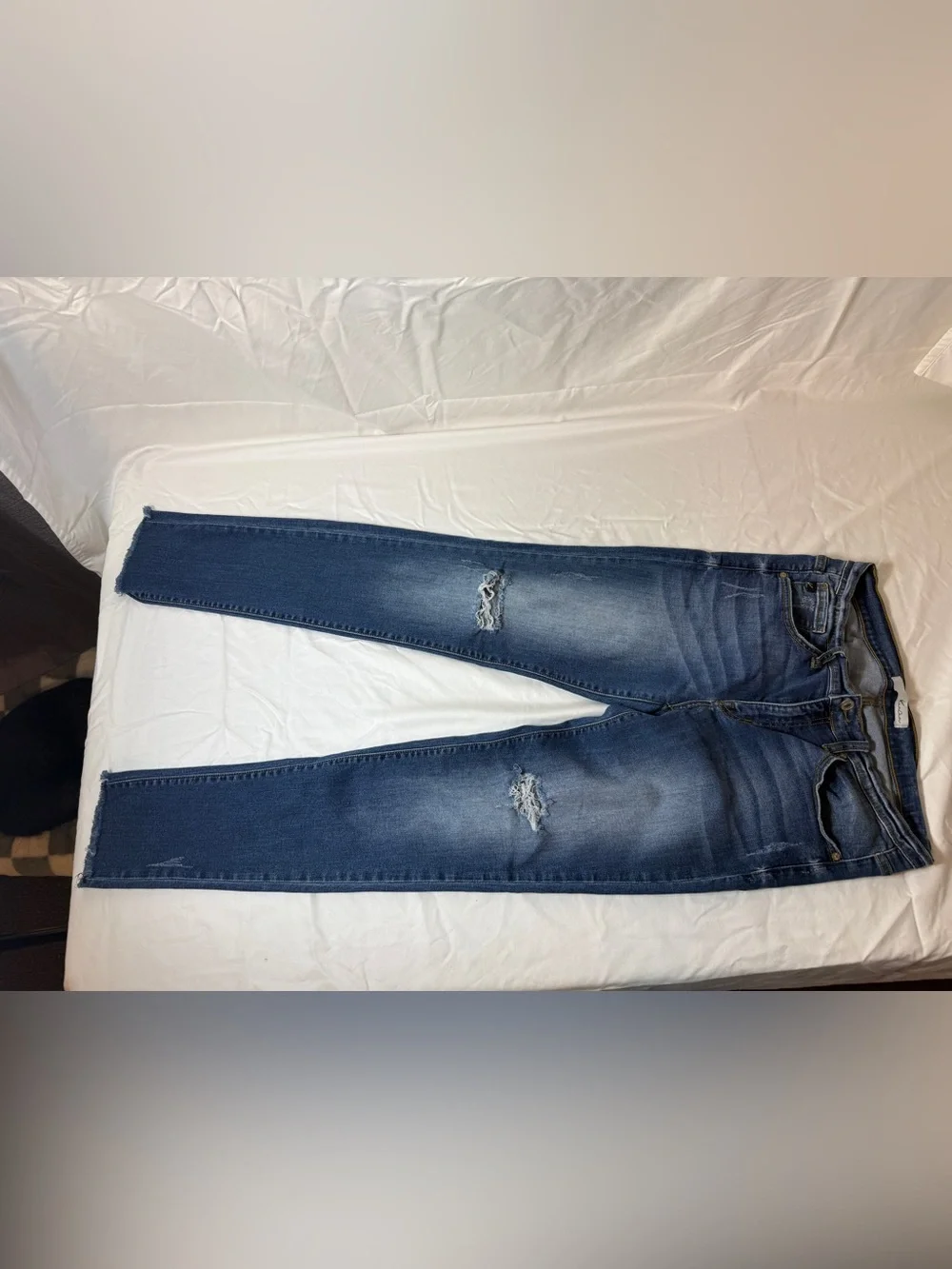 KanCan Dark Blue Frayed Hem Skinny Jeans